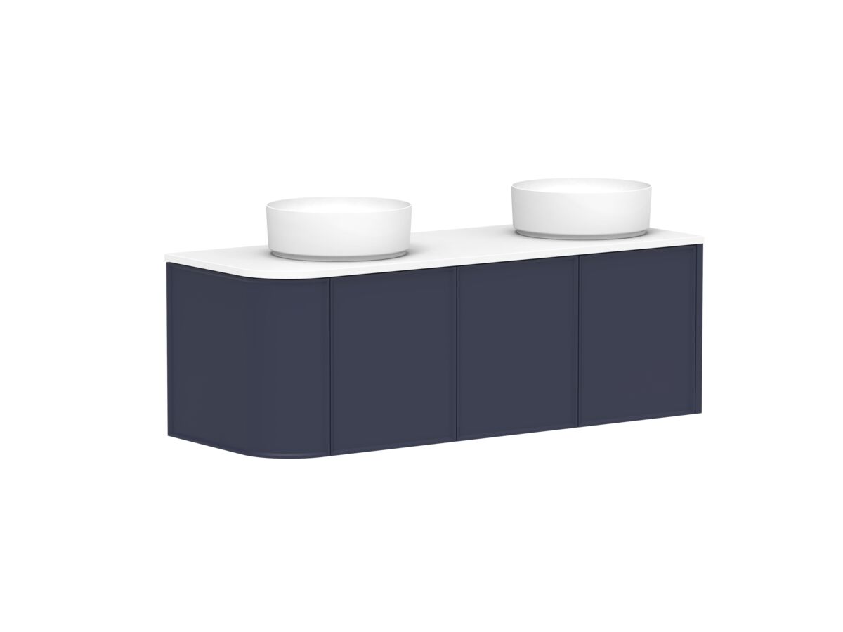 Reece Kado Era Single Curve All Door 1350mm Wall Hung Vanity With Double Basin 20mm Cherry Pie Top