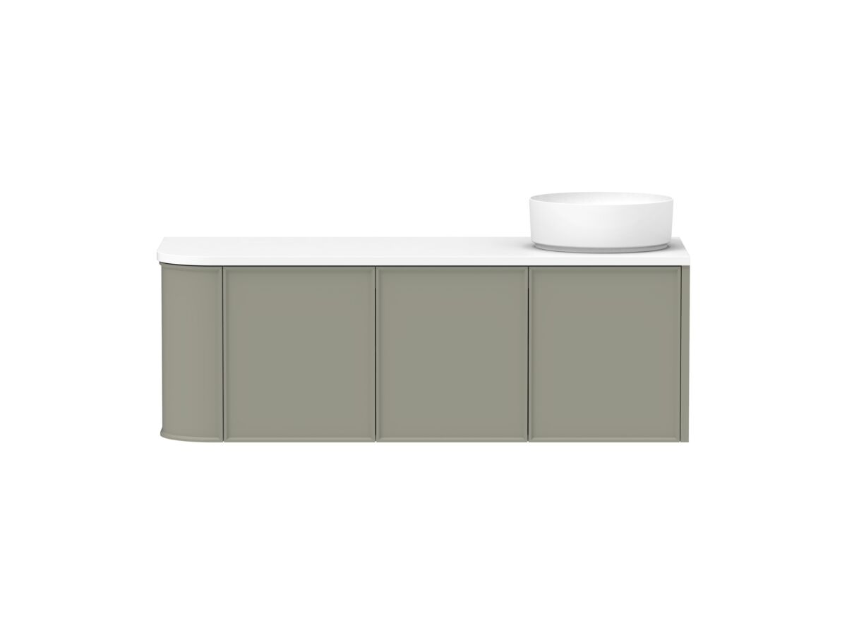 reece Kado Era Single Curve All Door 1350mm Wall Hung Vanity with Right Hand Basin 20mm Cherry Pie Top