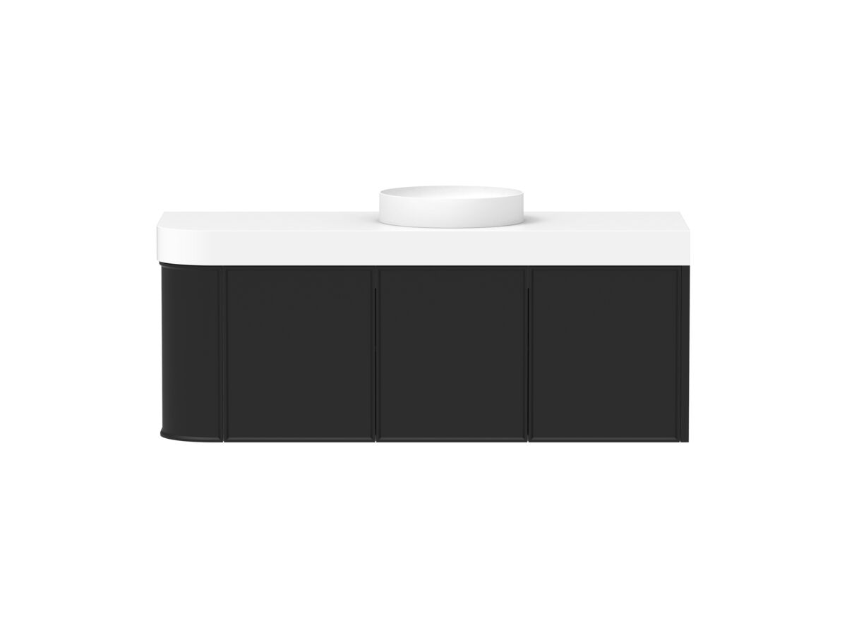 reece Kado Era Single Curve All Door 1350mm Wall Hung Vanity Centre Basin 90mm Durasein Top