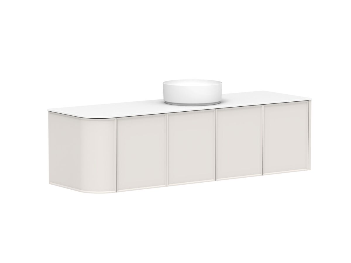 Reece Kado Era Single Curve All Door 1650mm Wall Hung Vanity With Centre Basin 12mm Durasein Top