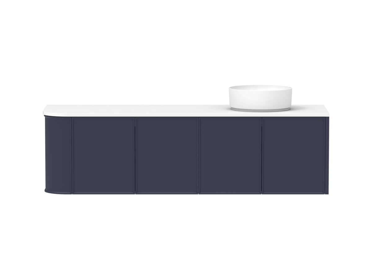 reece Kado Era Single Curve All Door 1650mm Wall Hung Vanity with Right Hand Basin 20mm Cherry Pie Top