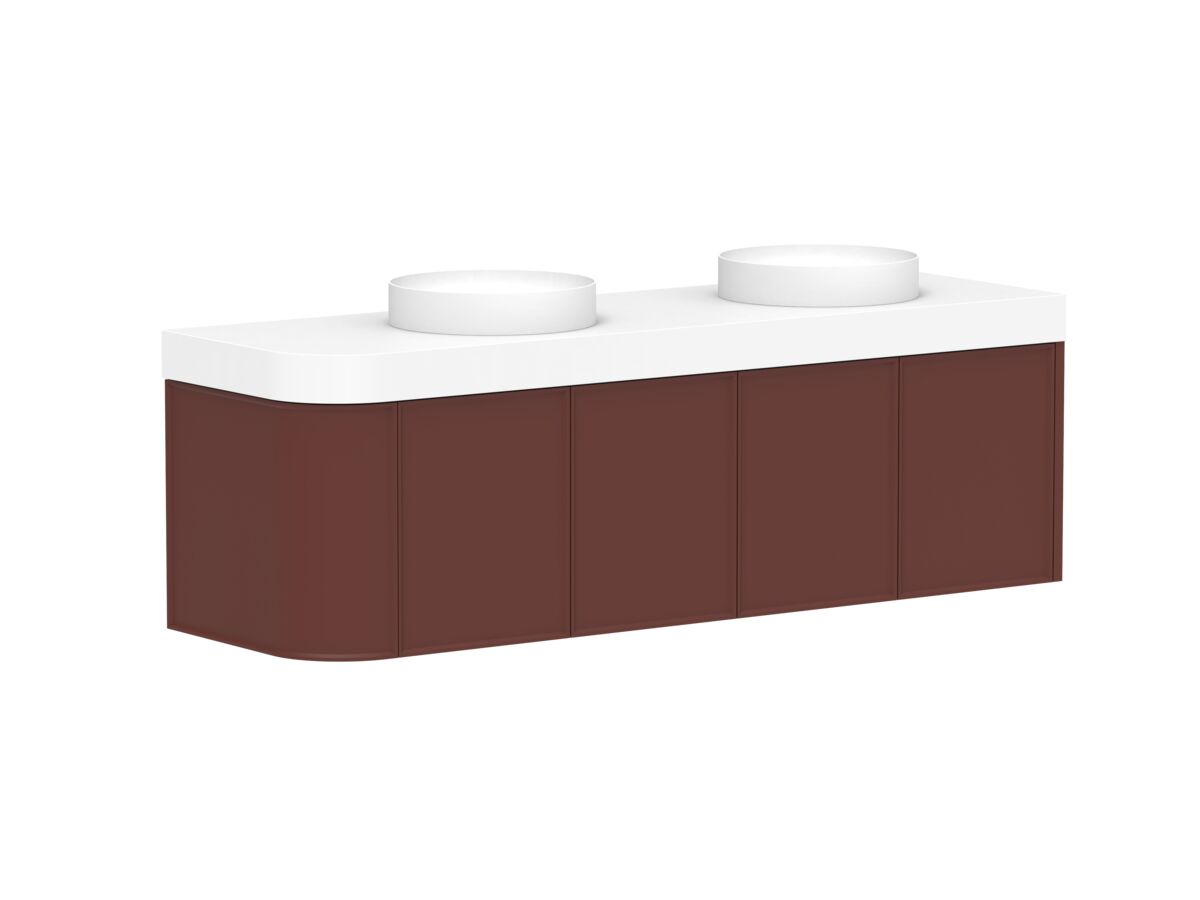 Reece Kado Era Single Curve All Door 1650mm Wall Hung Vanity Double Basin 90mm Durasein Top