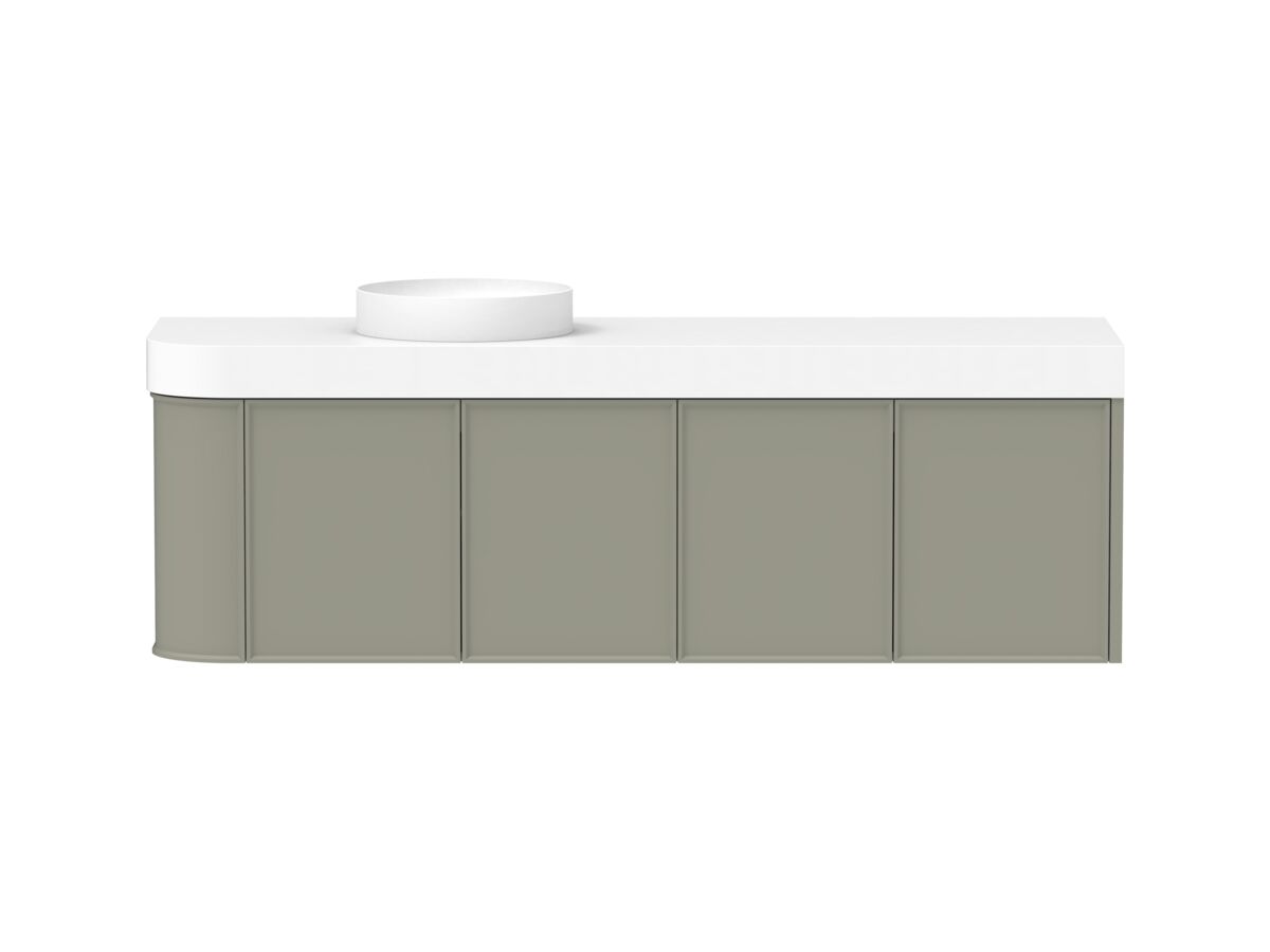 reece Kado Era Single Curve All Door 1650mm Wall Hung Vanity Left Hand Basin 90mm Durasein Top