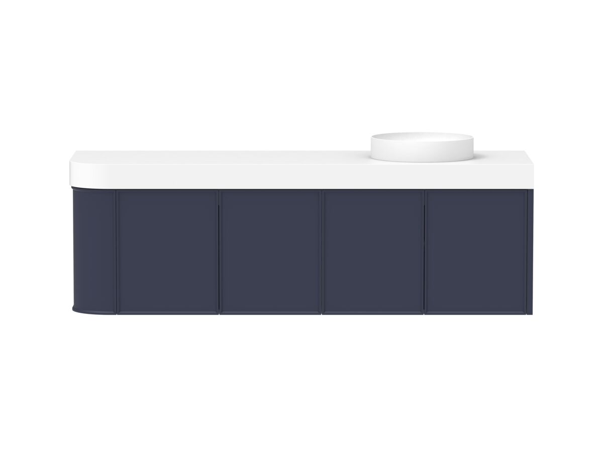 reece Kado Era Single Curve All Door 1650mm Wall Hung Vanity Right Hand Basin 90mm Durasein Top
