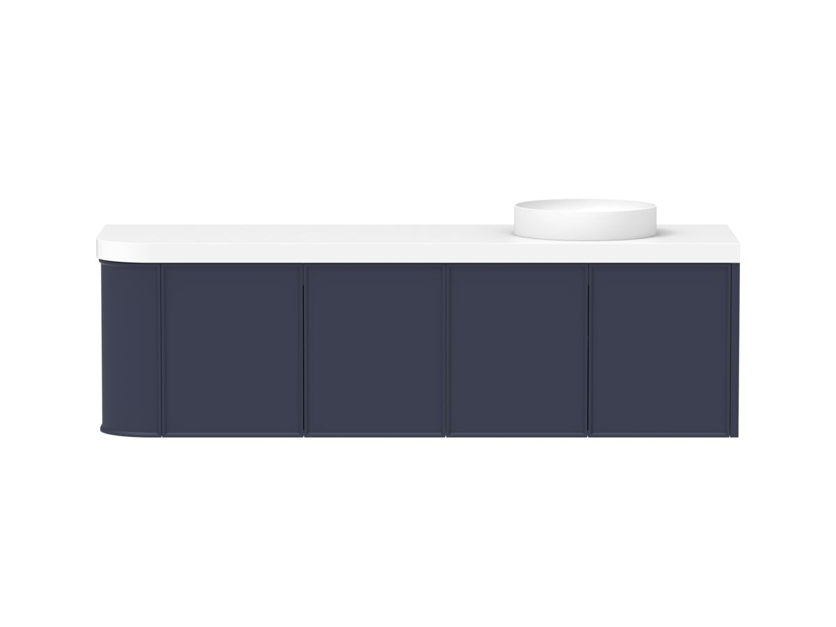 reece Kado Era Single Curve All Door 1650mm Wall Hung Vanity Right Hand Basin 50mm Durasein Top