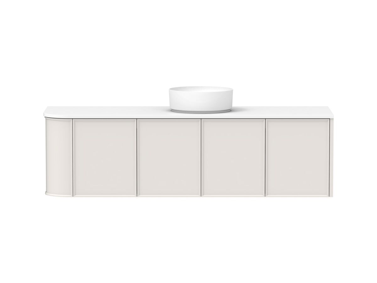 reece Kado Era Single Curve All Door 1650mm Wall Hung Vanity with Centre Basin 20mm Caesarstone Mineral Top