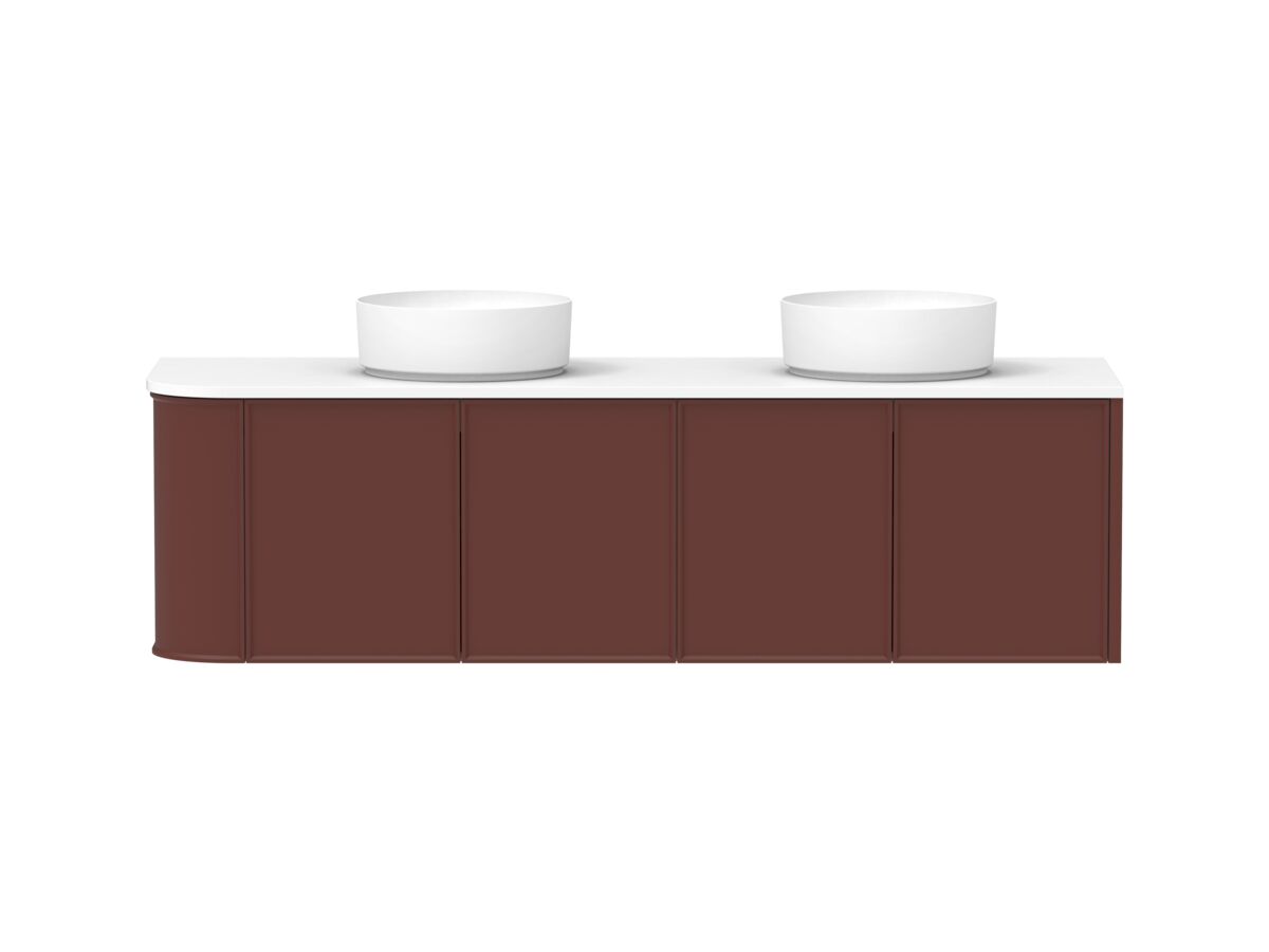 reece Kado Era Single Curve All Door 1650mm Wall Hung Vanity with Double Basin 20mm Caesarstone Mineral Top