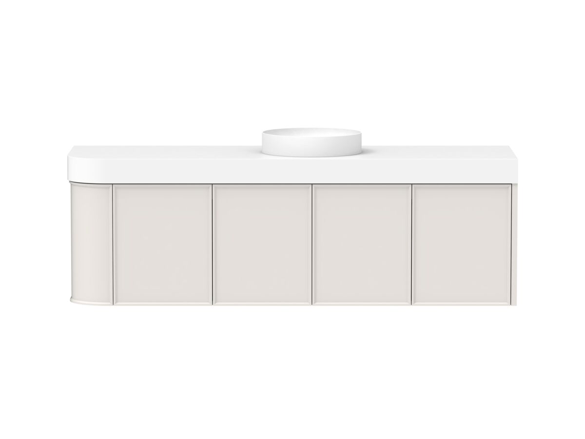 reece Kado Era Single Curve All Door 1650mm Wall Hung Vanity Centre Basin 90mm Durasein Top