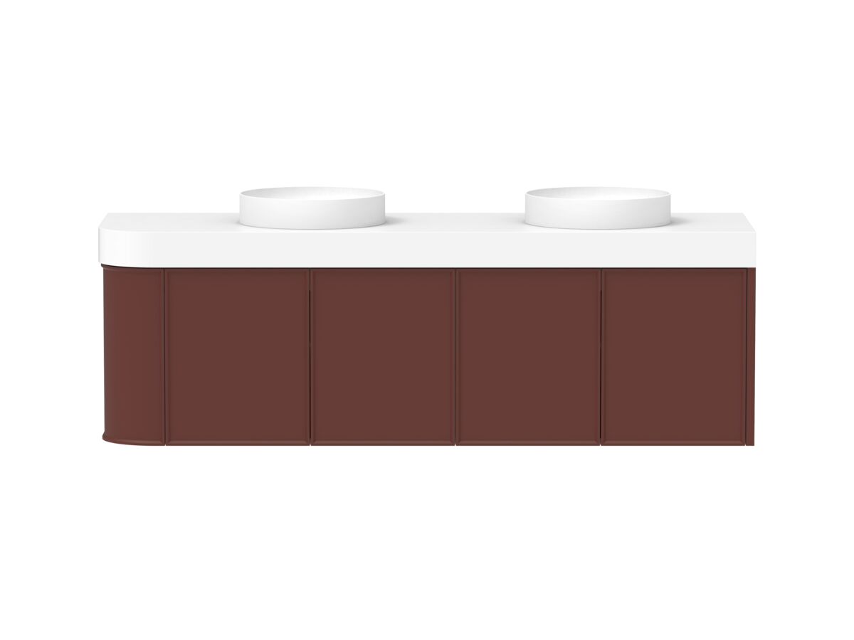 reece Kado Era Single Curve All Door 1650mm Wall Hung Vanity Double Basin 90mm Durasein Top
