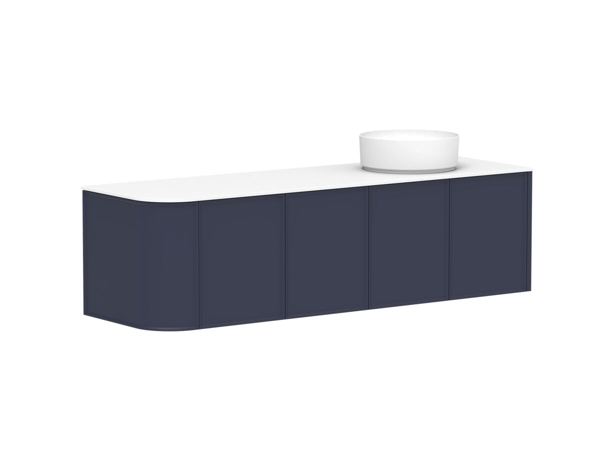 Reece Kado Era Single Curve All Door 1650mm Wall Hung Vanity With Right Hand Basin 12mm Durasein Top