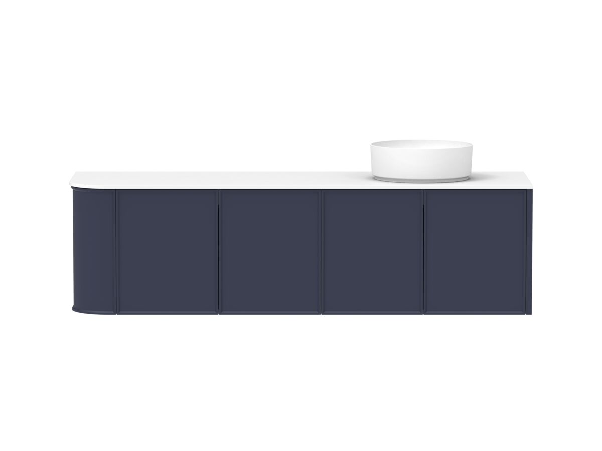 reece Kado Era Single Curve All Door 1650mm Wall Hung Vanity with Right Hand Basin 12mm Durasein Top