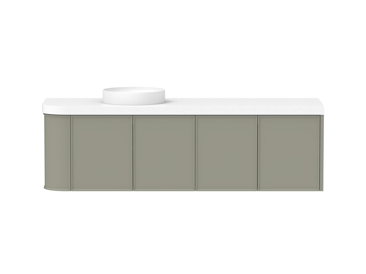 reece Kado Era Single Curve All Door 1650mm Wall Hung Vanity Left Hand Basin 50mm Durasein Top
