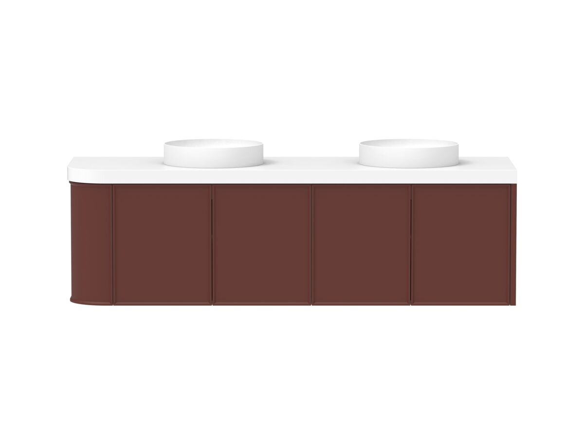 reece Kado Era Single Curve All Door 1650mm Wall Hung Vanity Double Basin 50mm Durasein Top
