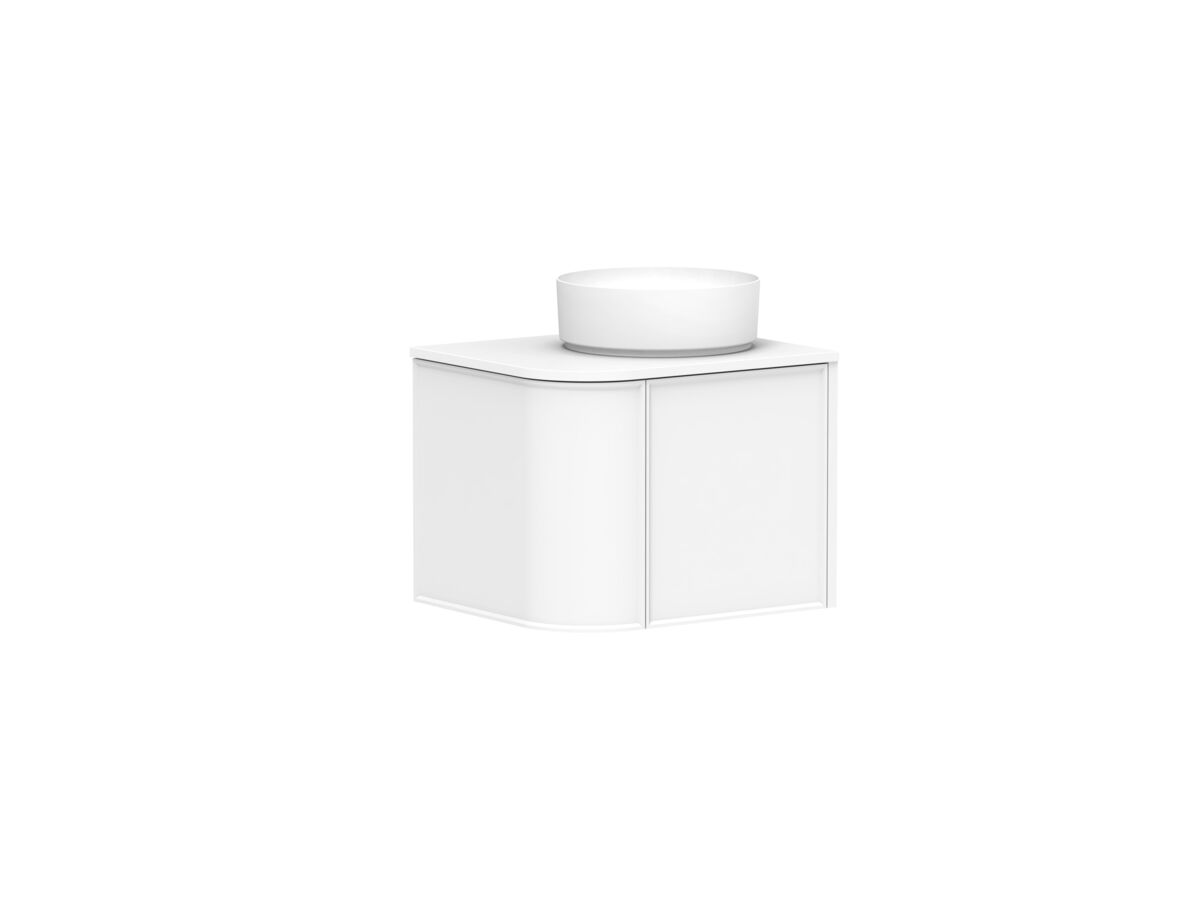 Reece Kado Era Single Curve All Door 600mm Wall Hung Vanity With Centre Basin 20mm Cherry Pie Top