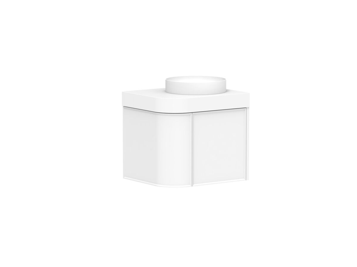 Reece Kado Era Single Curve All Door 600mm Wall Hung Vanity Centre Basin 90mm Durasein Top