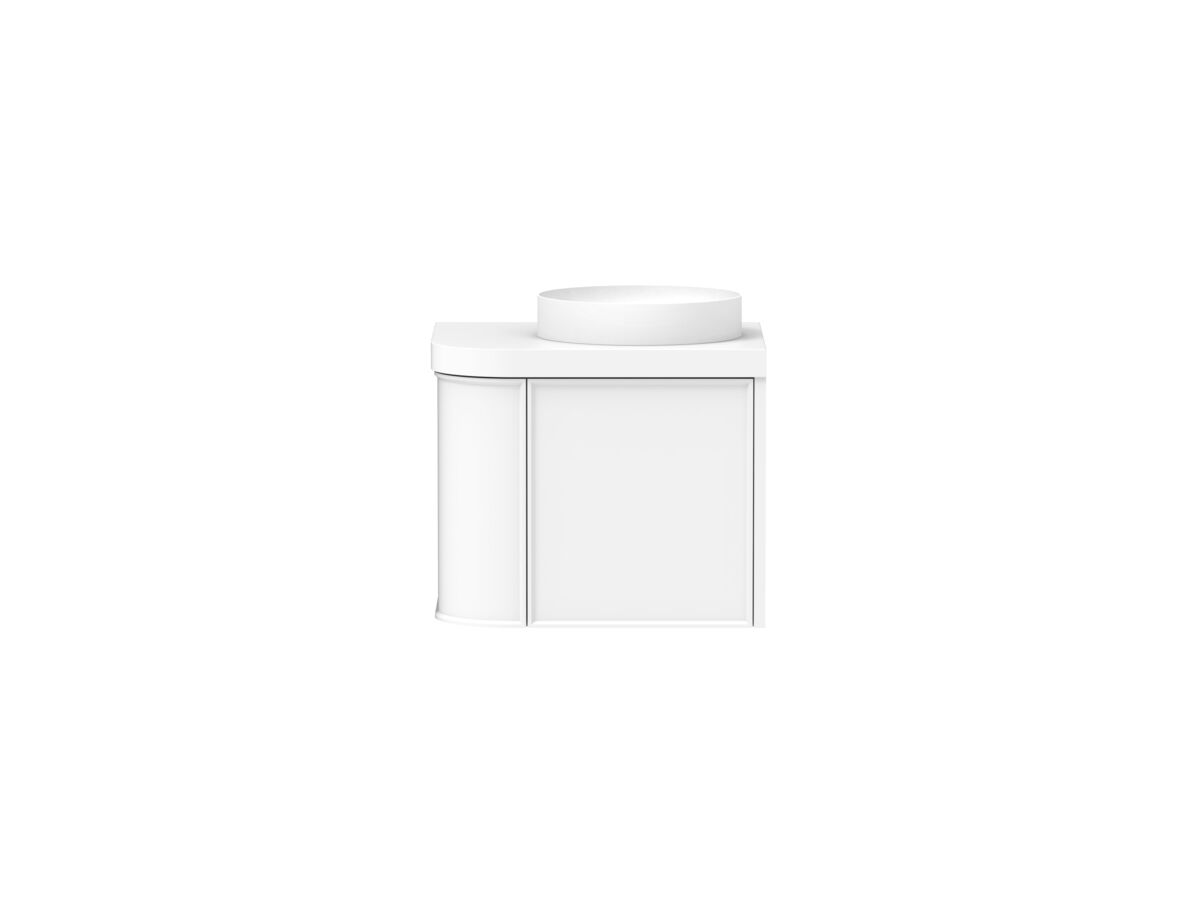 reece Kado Era Single Curve All Door 600mm Wall Hung Vanity Centre Basin 50mm Durasein Top