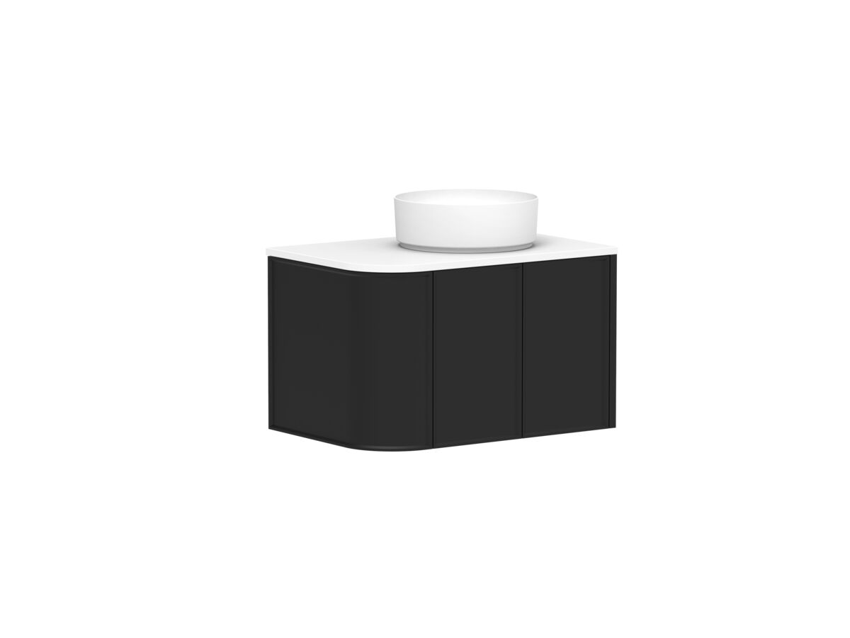 Reece Kado Era Single Curve All Door 750mm Wall Hung Vanity With Centre Basin 20mm Cherry Pie Top