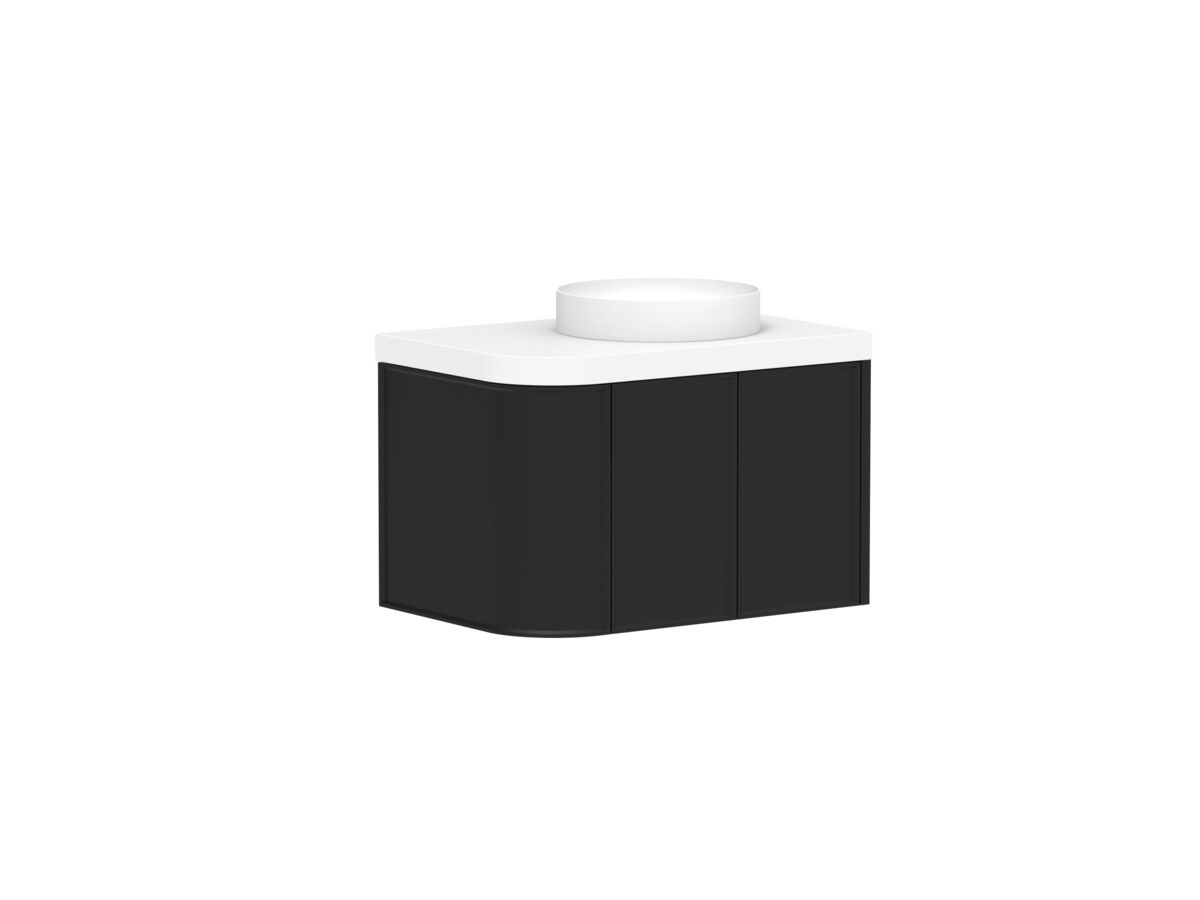 Reece Kado Era Single Curve All Door 750mm Wall Hung Vanity Centre Basin 50mm Durasein Top