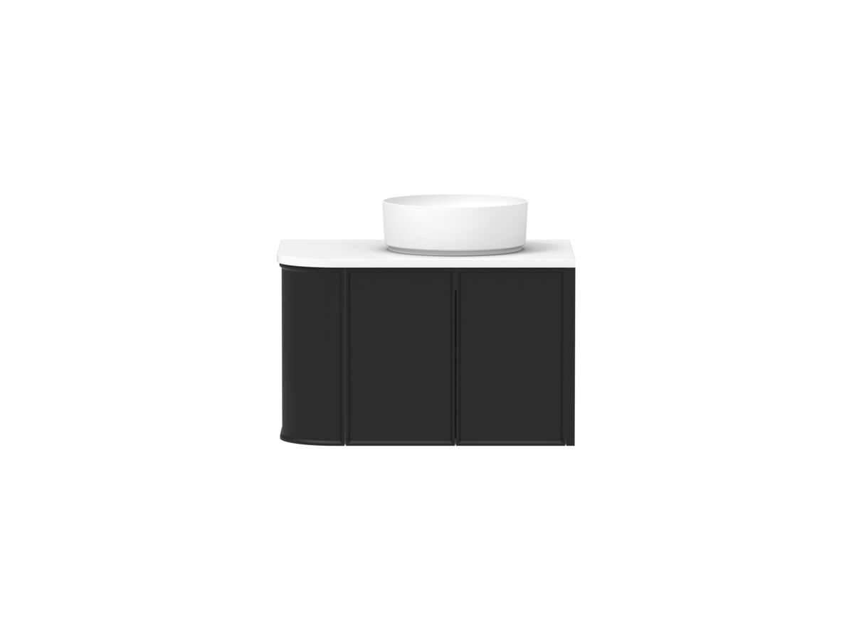reece Kado Era Single Curve All Door 750mm Wall Hung Vanity with Centre Basin 20mm Cherry Pie Top