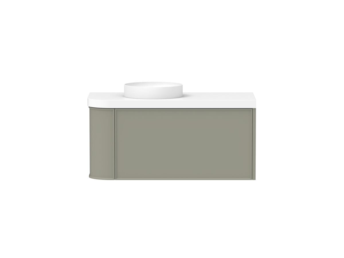 reece Kado Era Single Curve All Drawer 1050mm Wall Hung Vanity Left Hand Basin 50mm Durasein Top
