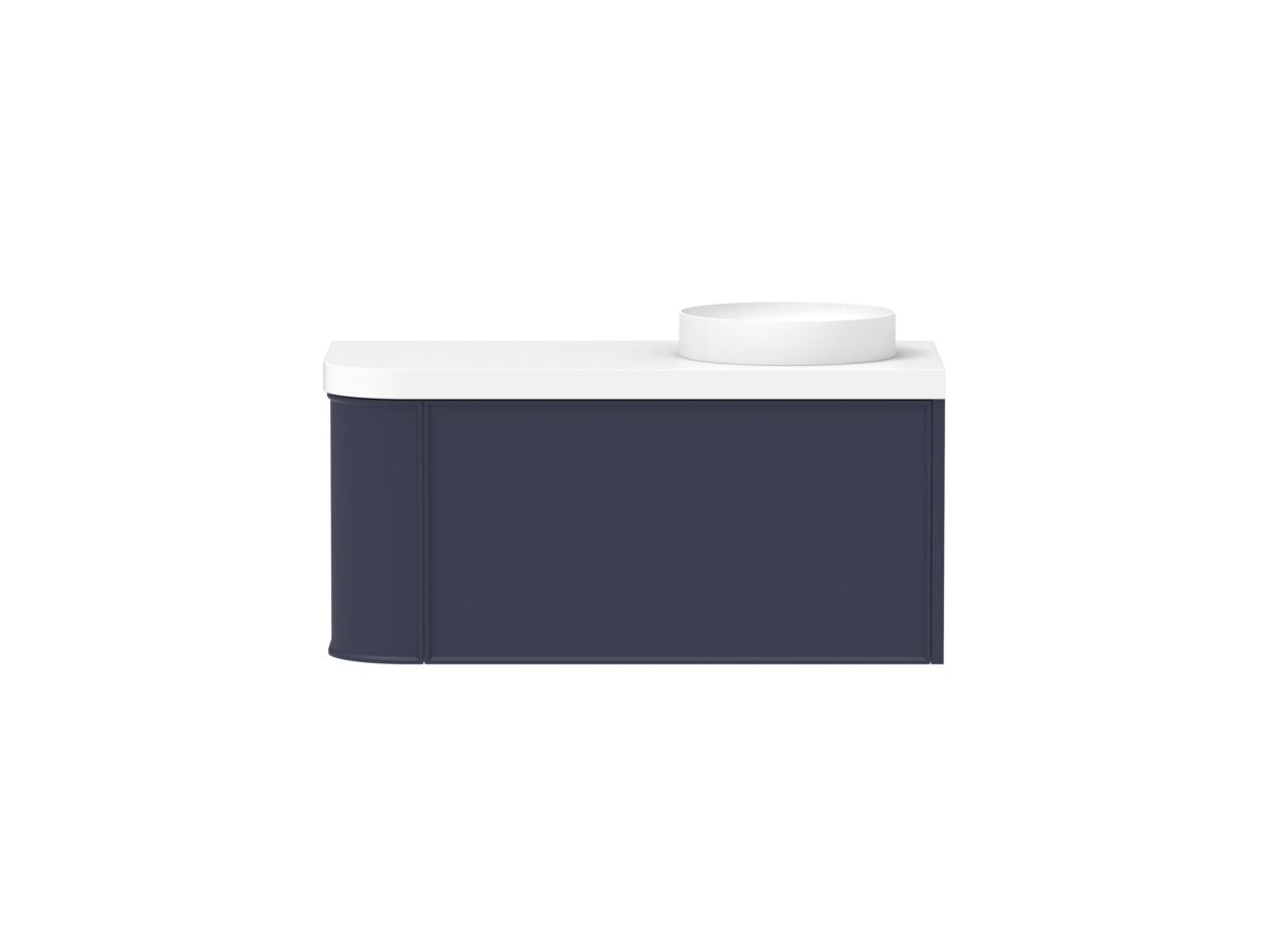 reece Kado Era Single Curve All Drawer 1050mm Wall Hung Vanity Right Hand Basin 50mm Durasein Top