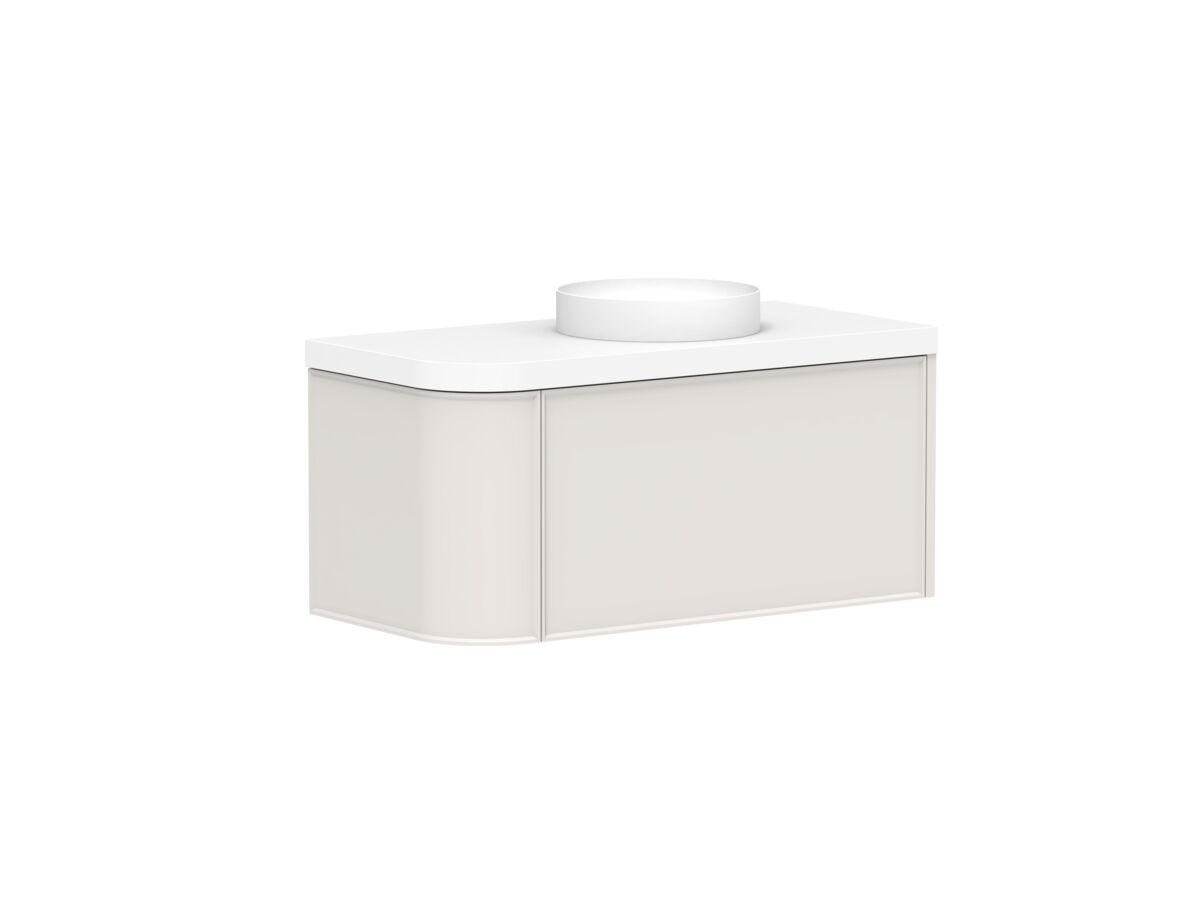 Reece Kado Era Single Curve All Drawer 1050mm Wall Hung Vanity Centre Basin 50mm Durasein Top