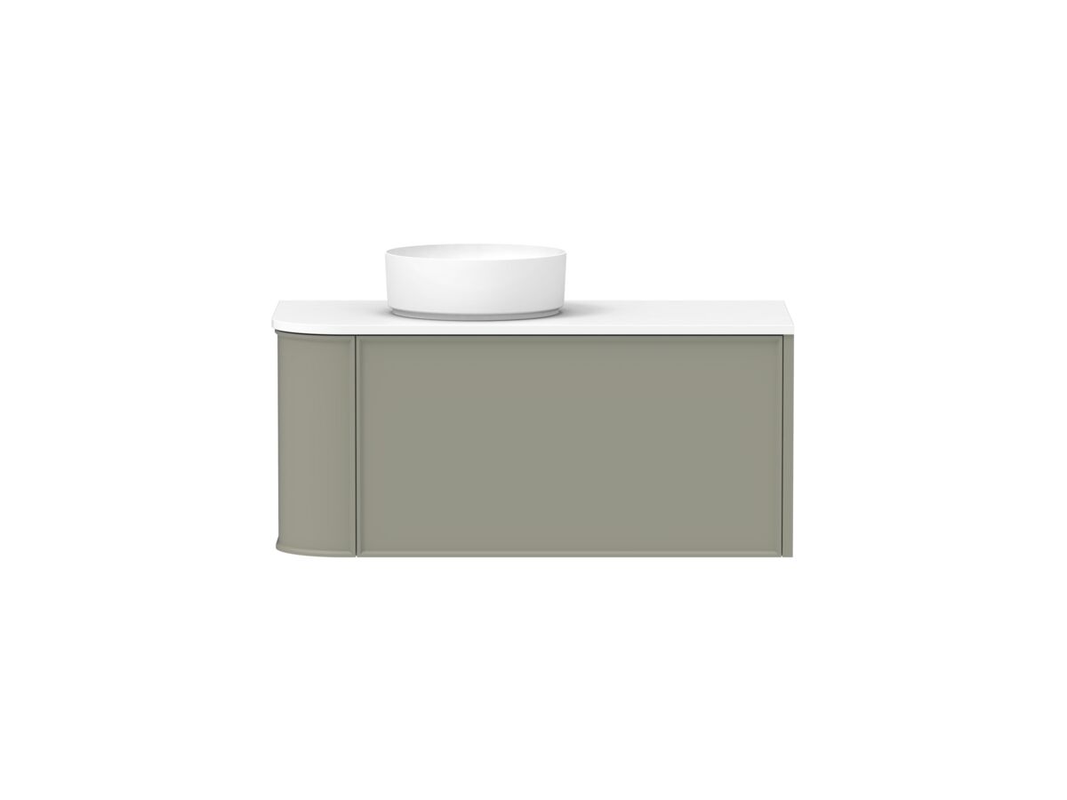reece Kado Era Single Curve All Drawer 1050mm Wall Hung Vanity with Left Hand Basin 20mm Caesarstone Mineral Top