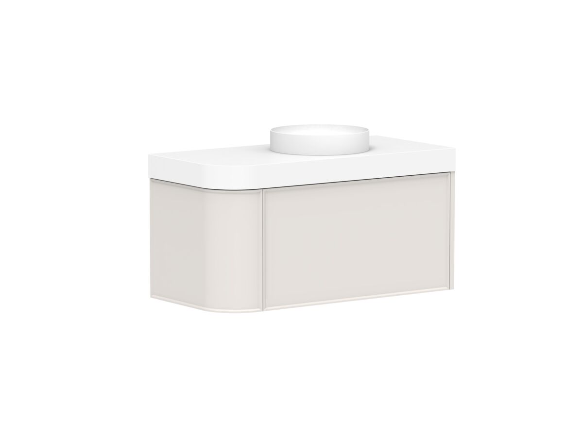 Reece Kado Era Single Curve All Drawer 1050mm Wall Hung Vanity Centre Basin 90mm Durasein Top