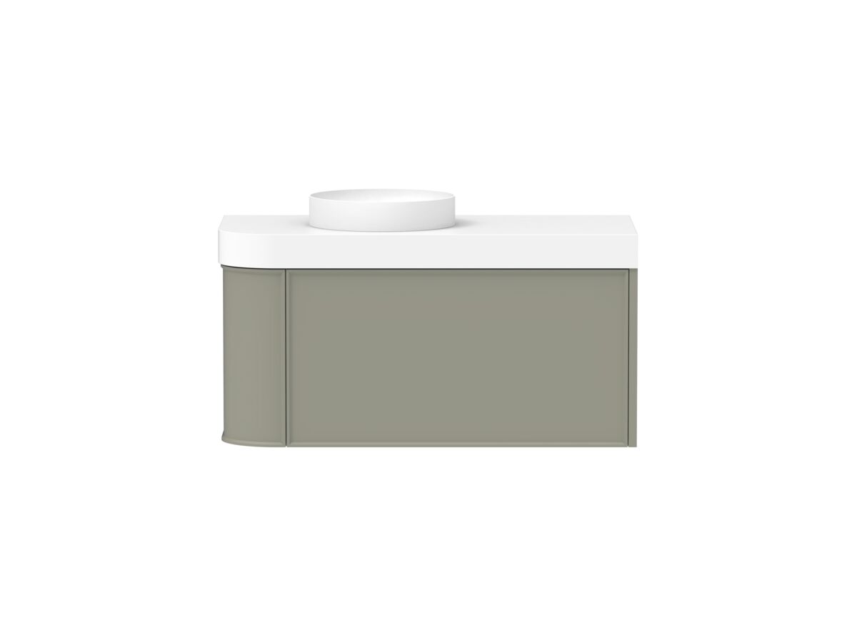 reece Kado Era Single Curve All Drawer 1050mm Wall Hung Vanity Left Hand Basin 90mm Durasein Top