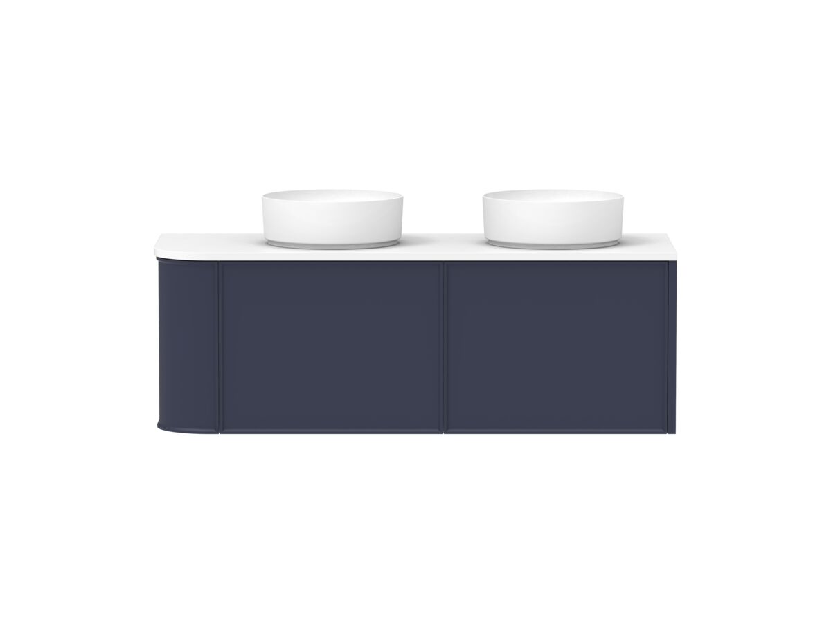 reece Kado Era Single Curve All Drawer 1350mm Wall Hung Vanity with Double Basin 20mm Cherry Pie Top
