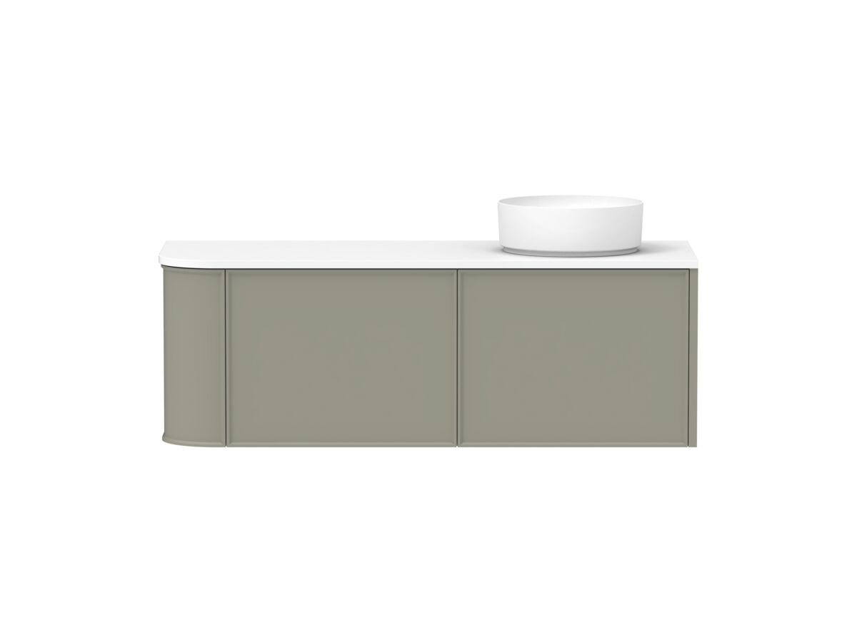 reece Kado Era Single Curve All Drawer 1350mm Wall Hung Vanity with Right Hand Basin 20mm Cherry Pie Top