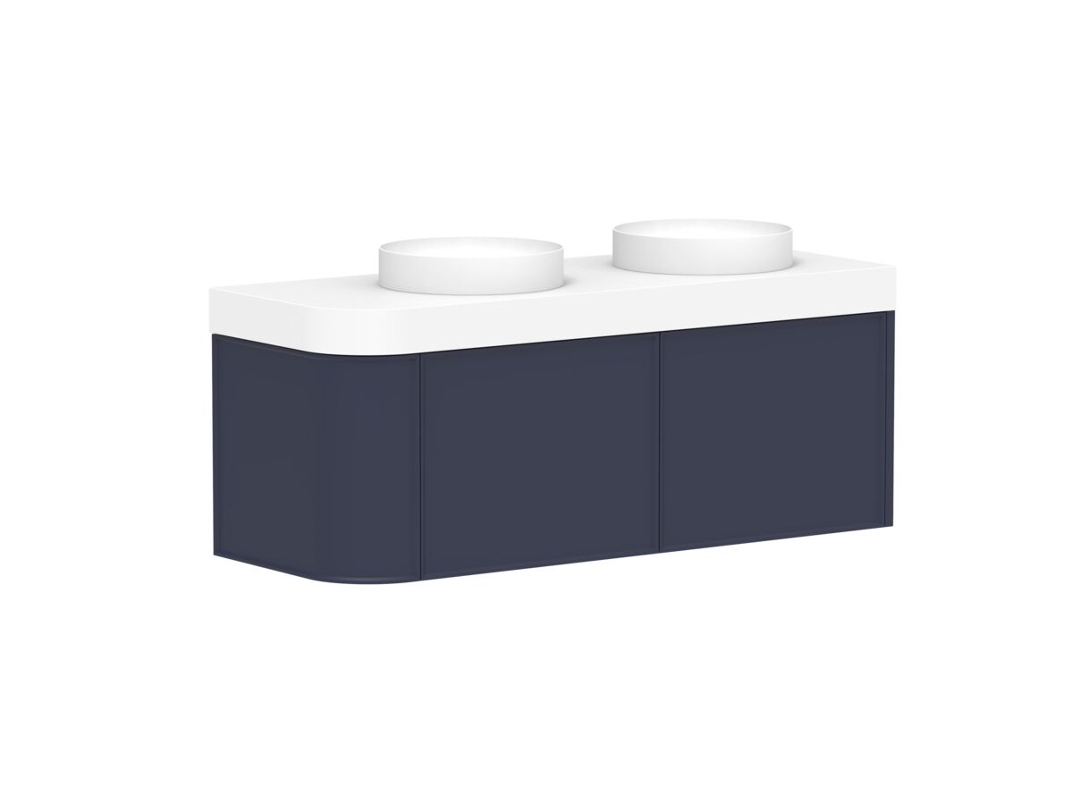 Reece Kado Era Single Curve All Drawer 1350mm Wall Hung Vanity Double Basin 90mm Durasein Top