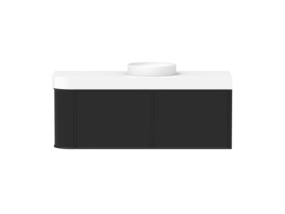 reece Kado Era Single Curve All Drawer 1350mm Wall Hung Vanity Centre Basin 90mm Durasein Top