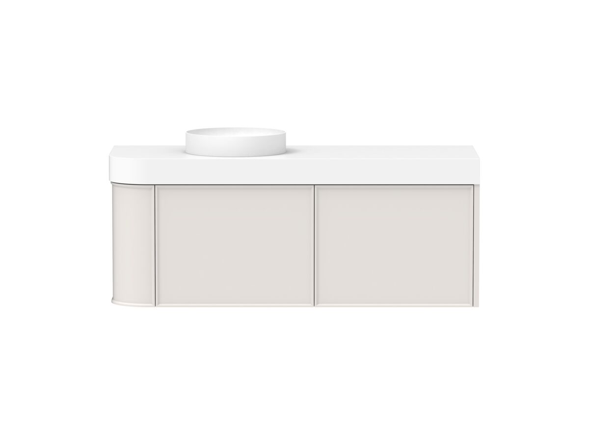 reece Kado Era Single Curve All Drawer 1350mm Wall Hung Vanity Left Hand Basin 90mm Durasein Top