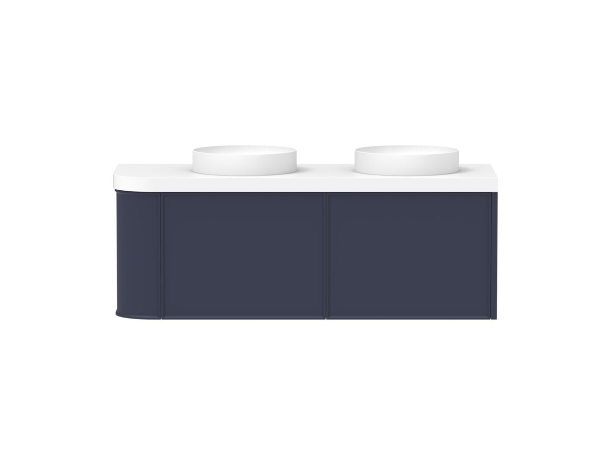 reece Kado Era Single Curve All Drawer 1350mm Wall Hung Vanity Double Basin 50mm Durasein Top