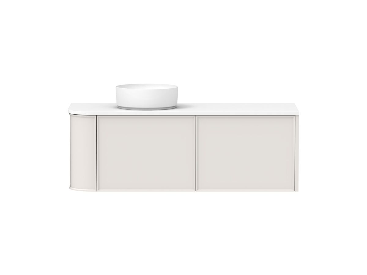 reece Kado Era Single Curve All Drawer 1350mm Wall Hung Vanity with Left Hand Basin 20mm Caesarstone Mineral Top