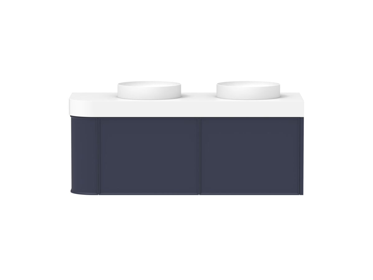 reece Kado Era Single Curve All Drawer 1350mm Wall Hung Vanity Double Basin 90mm Durasein Top