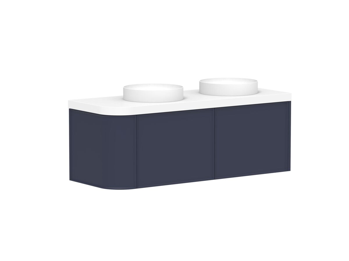 Reece Kado Era Single Curve All Drawer 1350mm Wall Hung Vanity Double Basin 50mm Durasein Top