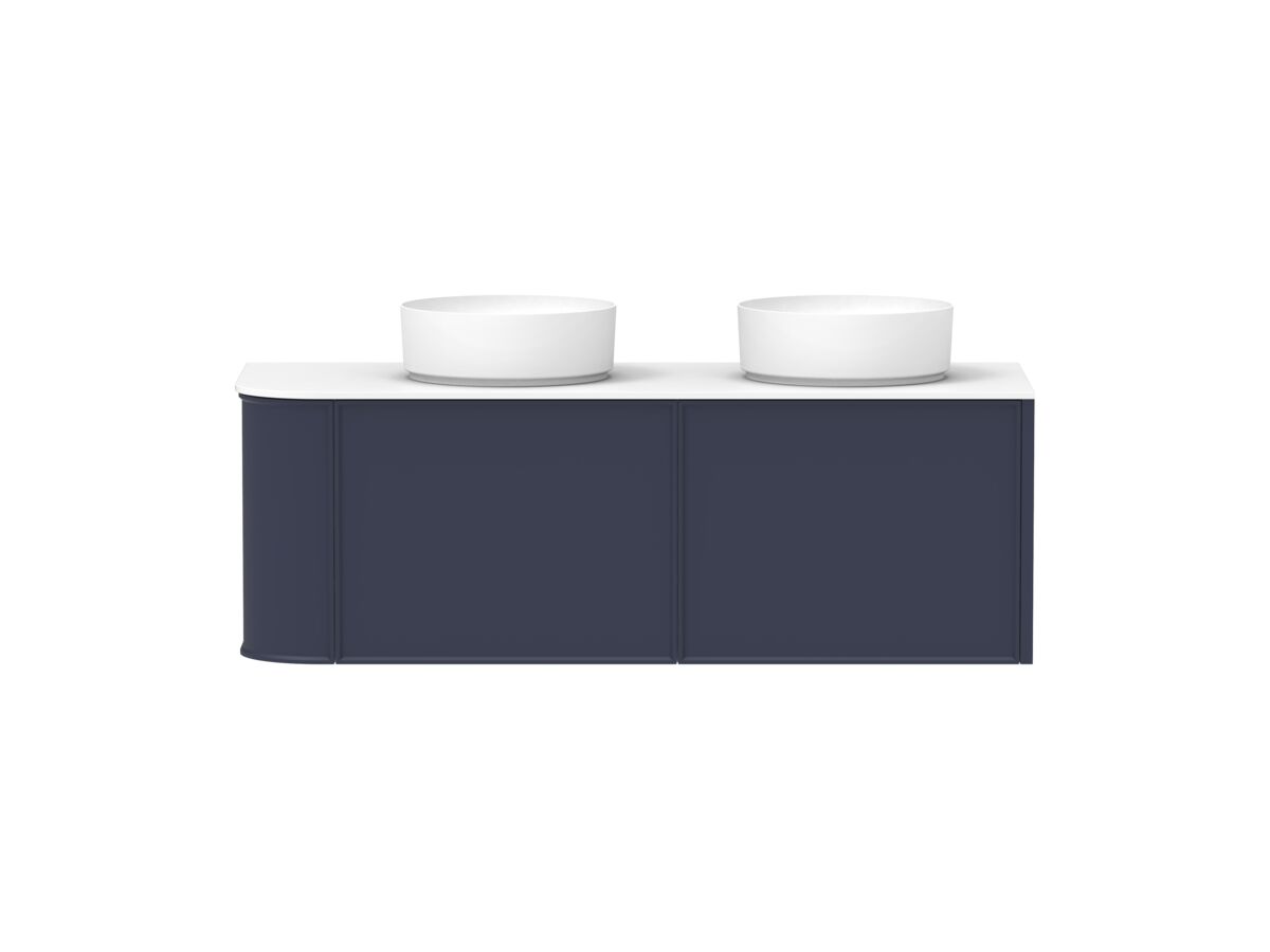 reece Kado Era Single Curve All Drawer 1350mm Wall Hung Vanity with Double Basin 12mm Durasein Top