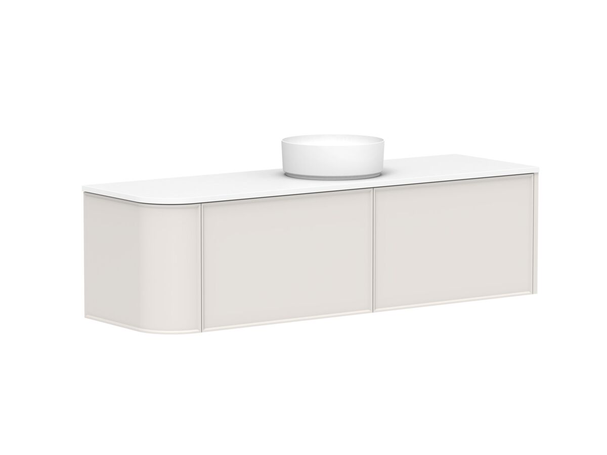 Reece Kado Era Single Curve All Drawer 1650mm Wall Hung Vanity With Centre Basin 20mm Cherry Pie Top