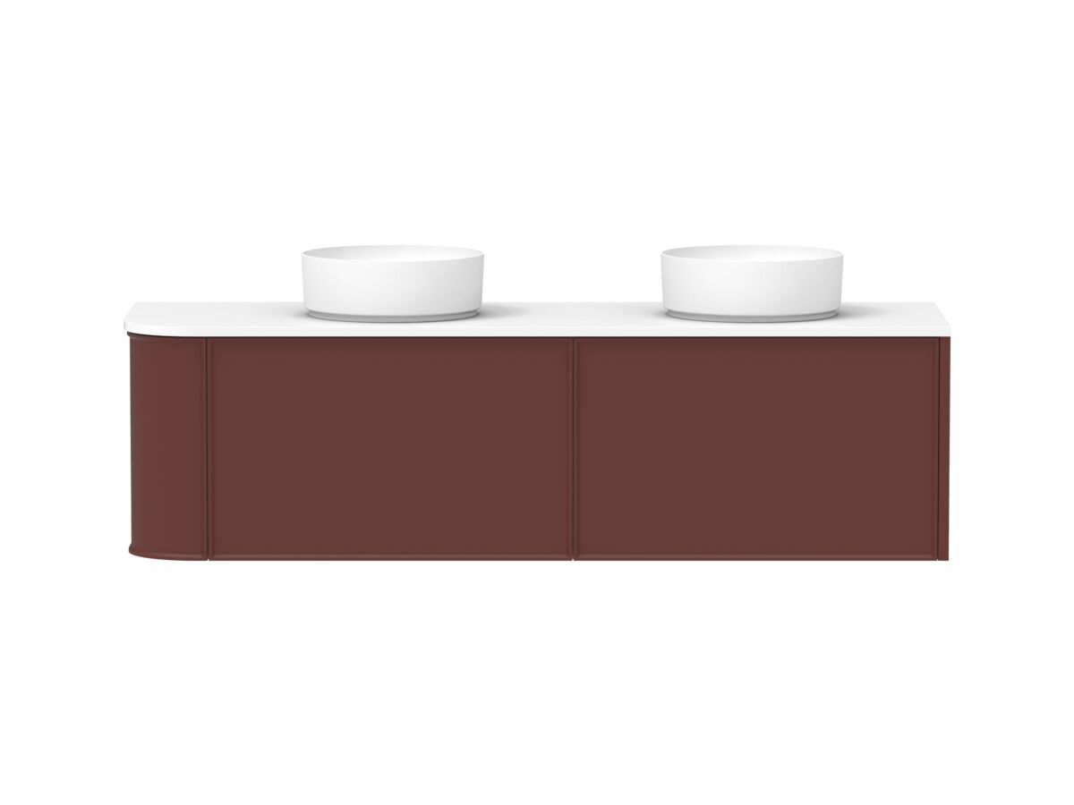 reece Kado Era Single Curve All Drawer 1650mm Wall Hung Vanity with Double Basin 20mm Cherry Pie Top