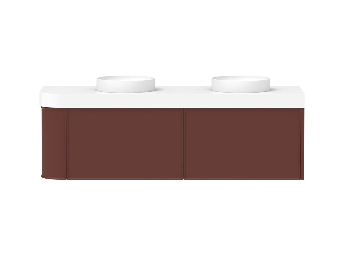 reece Kado Era Single Curve All Drawer 1650mm Wall Hung Vanity Double Basin 90mm Durasein Top