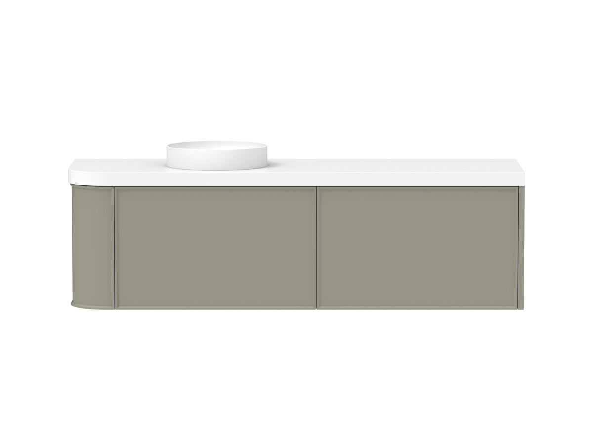 reece Kado Era Single Curve All Drawer 1650mm Wall Hung Vanity Left Hand Basin 50mm Durasein Top