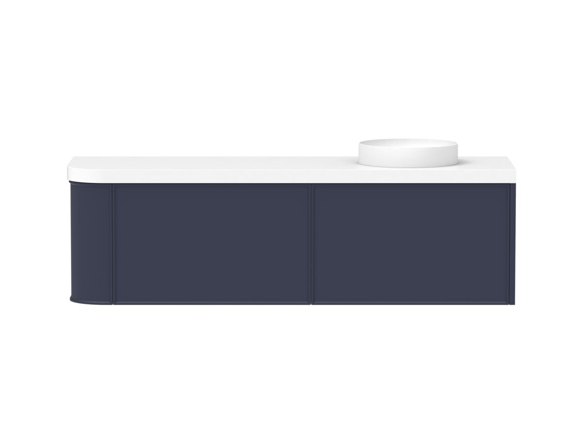 reece Kado Era Single Curve All Drawer 1650mm Wall Hung Vanity Right Hand Basin 50mm Durasein Top