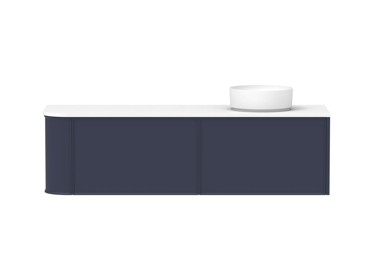 reece Kado Era Single Curve All Drawer 1650mm Wall Hung Vanity with Right Hand Basin 20mm Cherry Pie Top