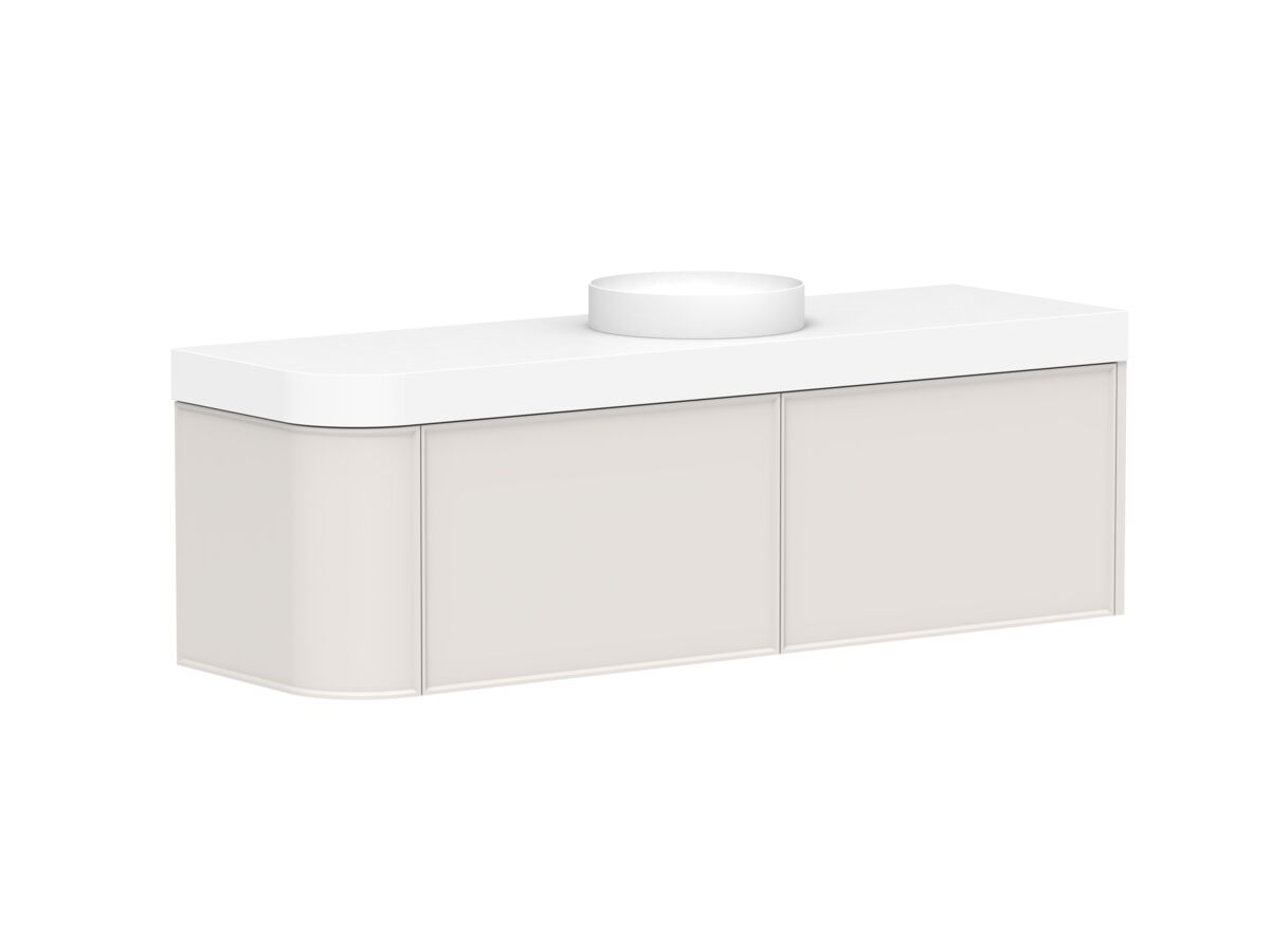 Reece Kado Era Single Curve All Drawer 1650mm Wall Hung Vanity Centre Basin 90mm Durasein Top