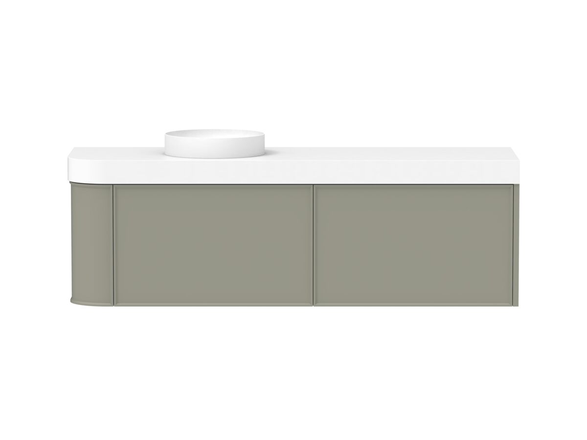 reece Kado Era Single Curve All Drawer 1650mm Wall Hung Vanity Left Hand Basin 90mm Durasein Top