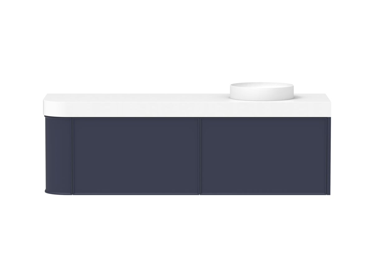 reece Kado Era Single Curve All Drawer 1650mm Wall Hung Vanity Right Hand Basin 90mm Durasein Top