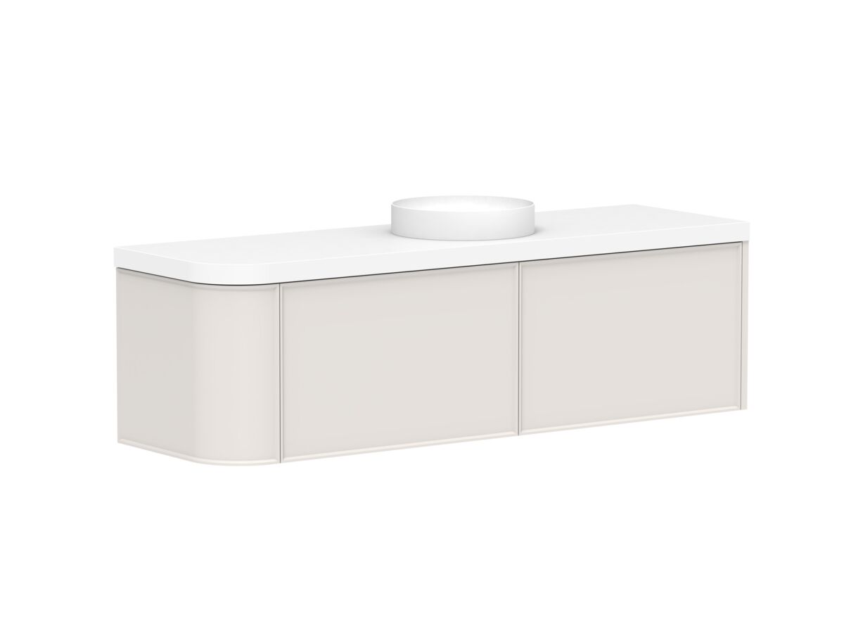 Reece Kado Era Single Curve All Drawer 1650mm Wall Hung Vanity Centre Basin 50mm Durasein Top