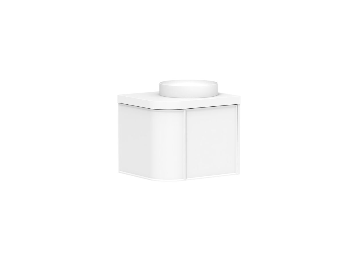 Reece Kado Era Single Curve All Drawer 600mm Wall Hung Vanity Centre Basin 50mm Durasein Top